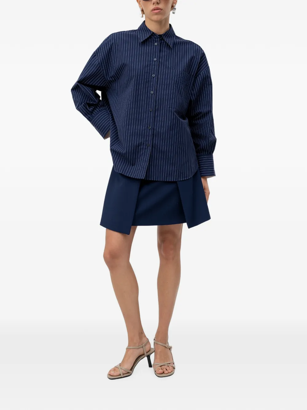 HUGO Regular-fit katoenen popeline blouse met krijtstreep Blauw