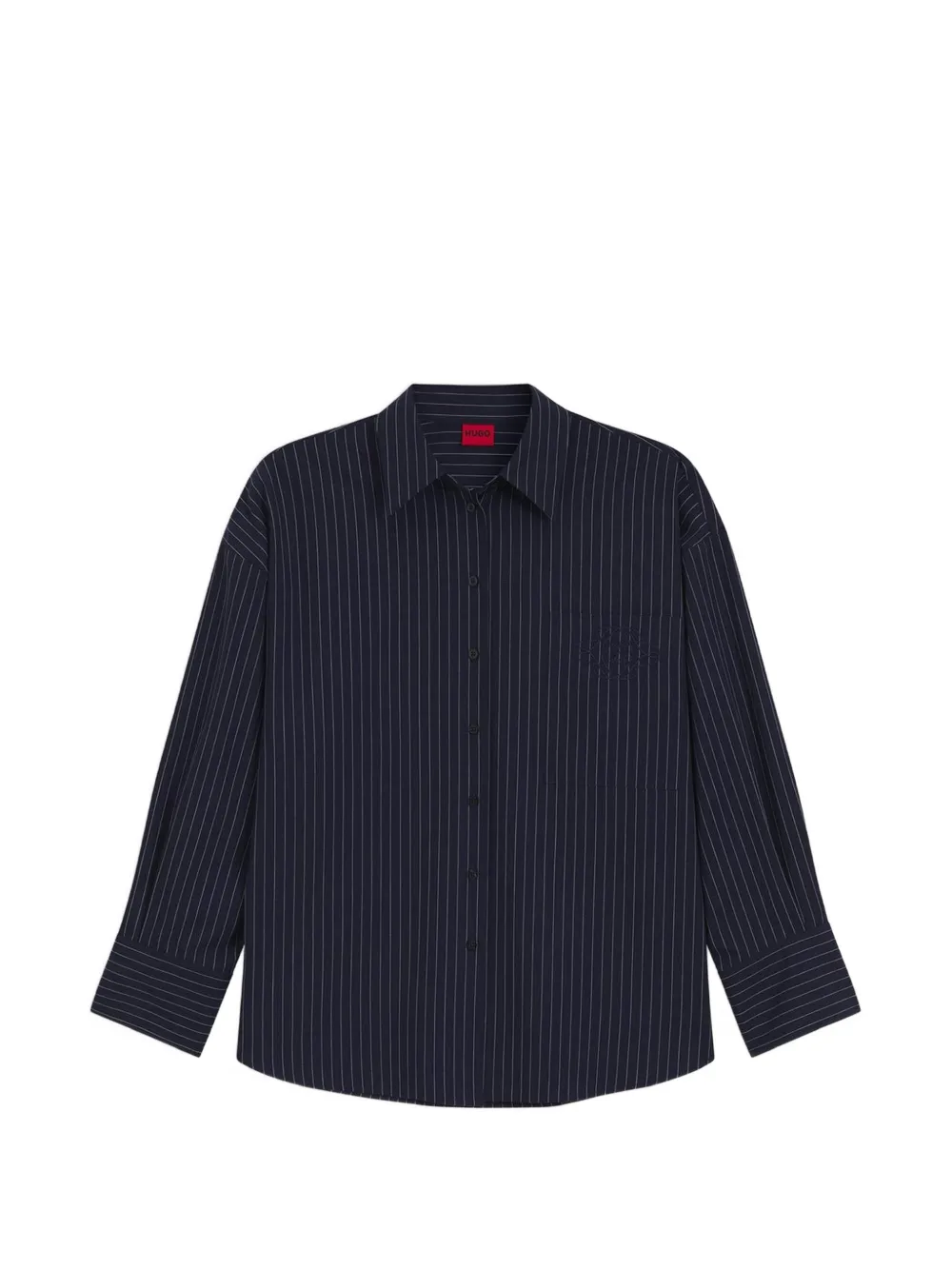 HUGO regular-fit blouse in pinstripe cotton poplin - Blau