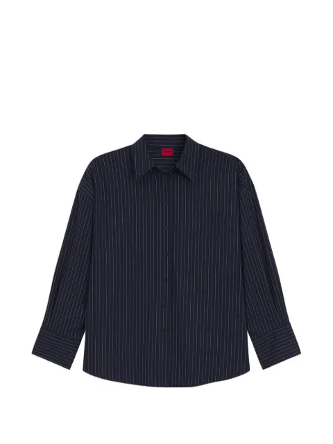 HUGO blusa de popelina con rayas diplomáticas estampadas