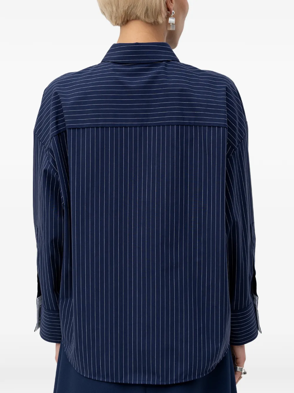 HUGO Regular-fit katoenen popeline blouse met krijtstreep Blauw