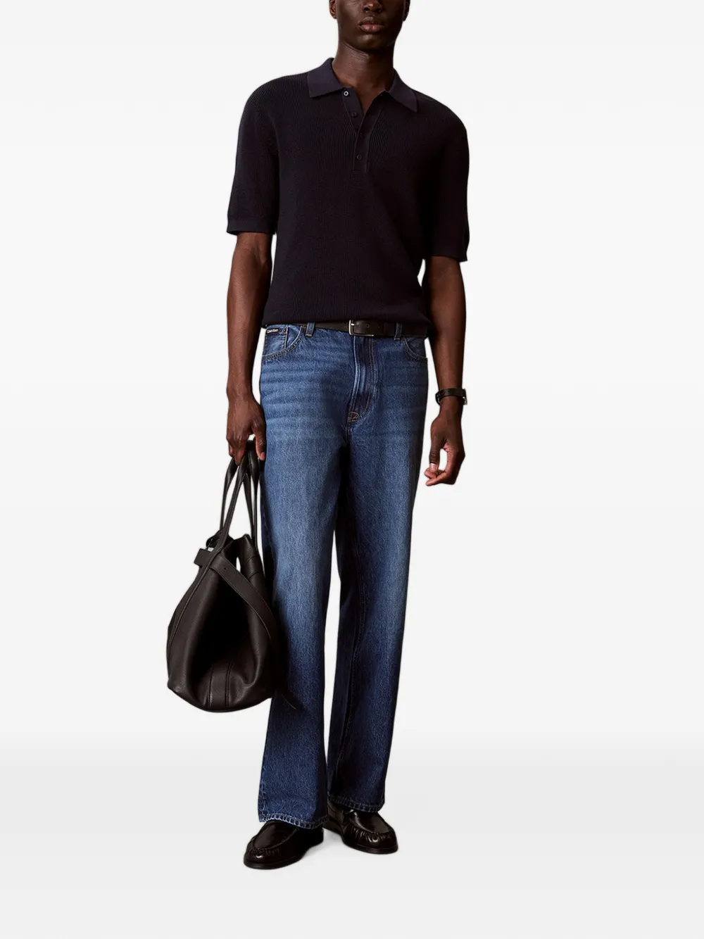 Calvin Klein Jeans Ribgebreid poloshirt Blauw