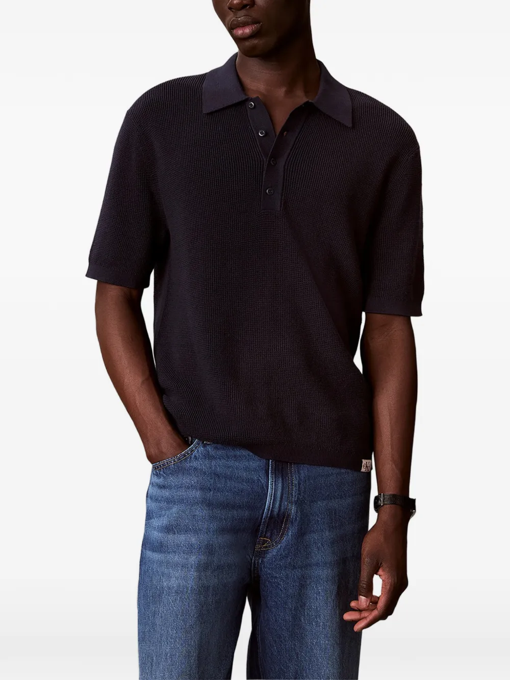 Calvin Klein Jeans Ribgebreid poloshirt Blauw