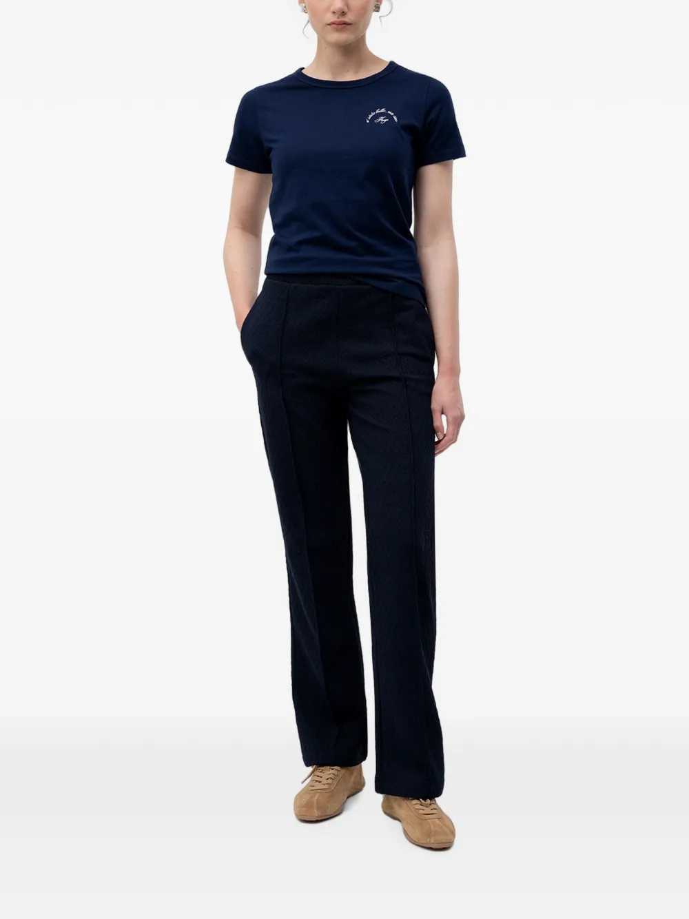 HUGO Madrid straight trainingsbroek met diamanten jacquard Blauw
