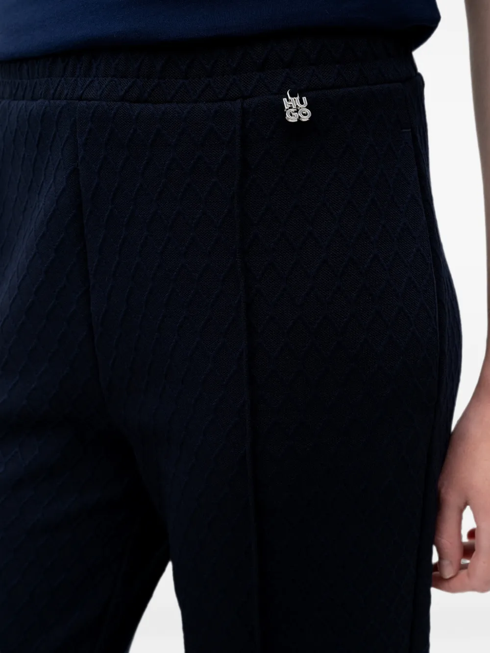 HUGO Madrid straight trainingsbroek met diamanten jacquard Blauw