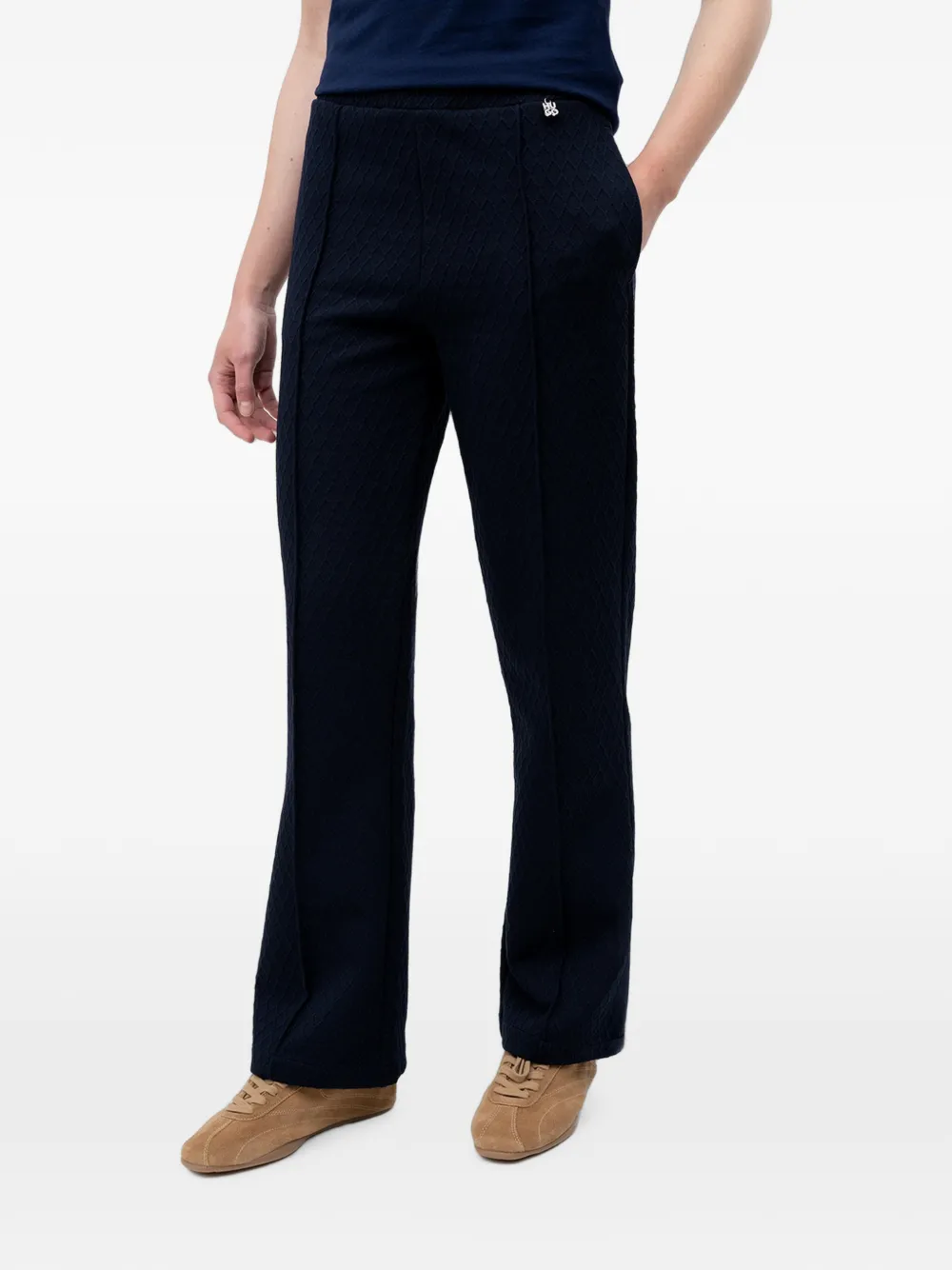 HUGO Madrid straight trainingsbroek met diamanten jacquard Blauw
