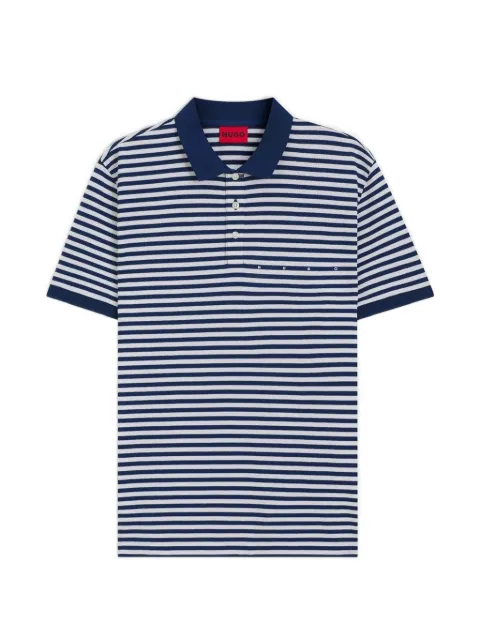 HUGO Demspolo cotton-piqué polo shirt with horizontal stripe