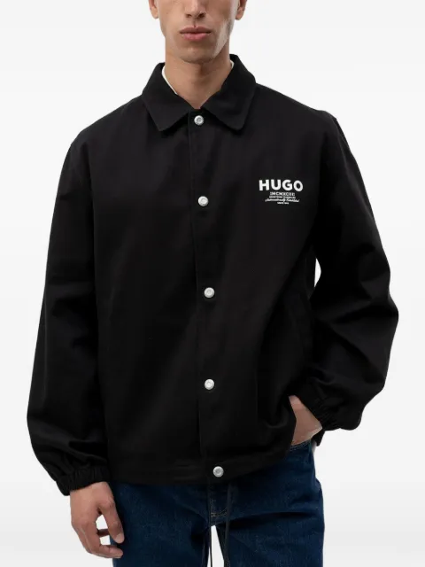 HUGO logo-print button-up jacket