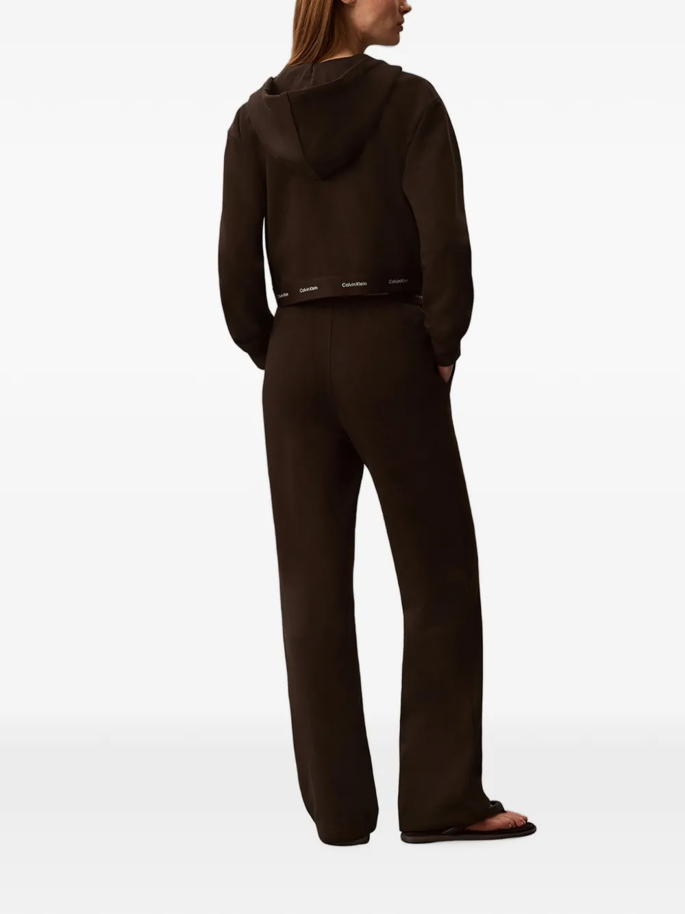 Calvin Klein Trainingsbroek met gesmockt detail en logoband Bruin