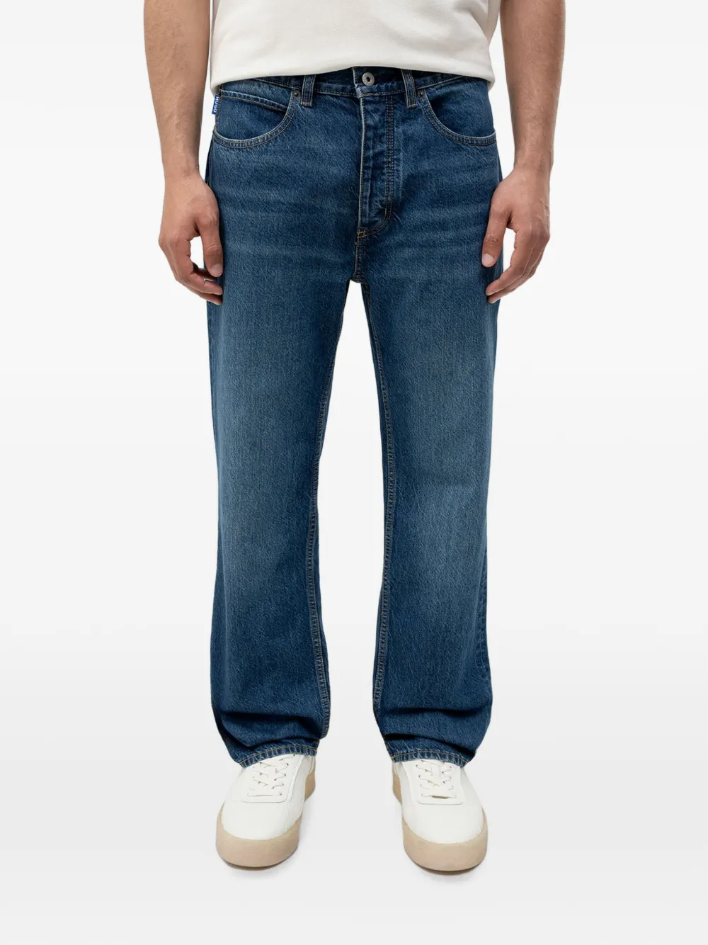 HUGO logo-patch straight-leg jeans - Blu