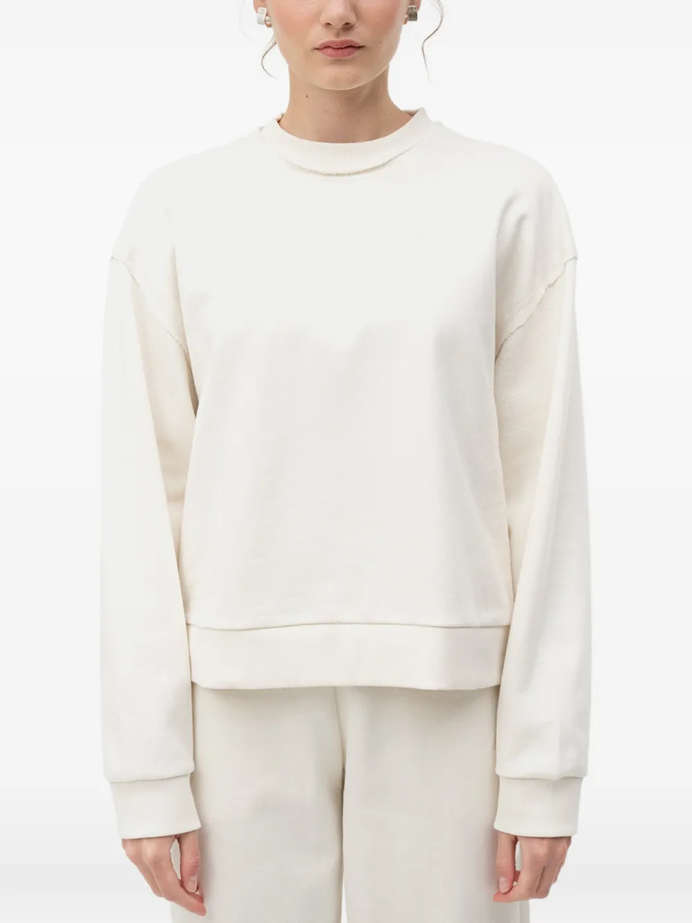 HUGO Pullover mit ungesäumten Kanten - Nude