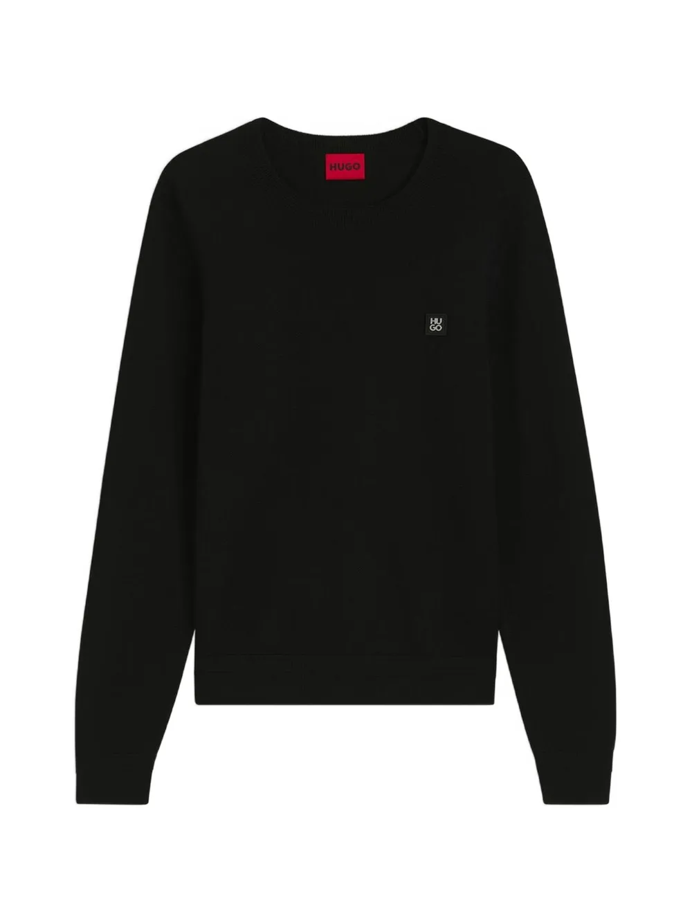 HUGO Setallo knitted-piqué sweater with metallic stacked-logo - Schwarz