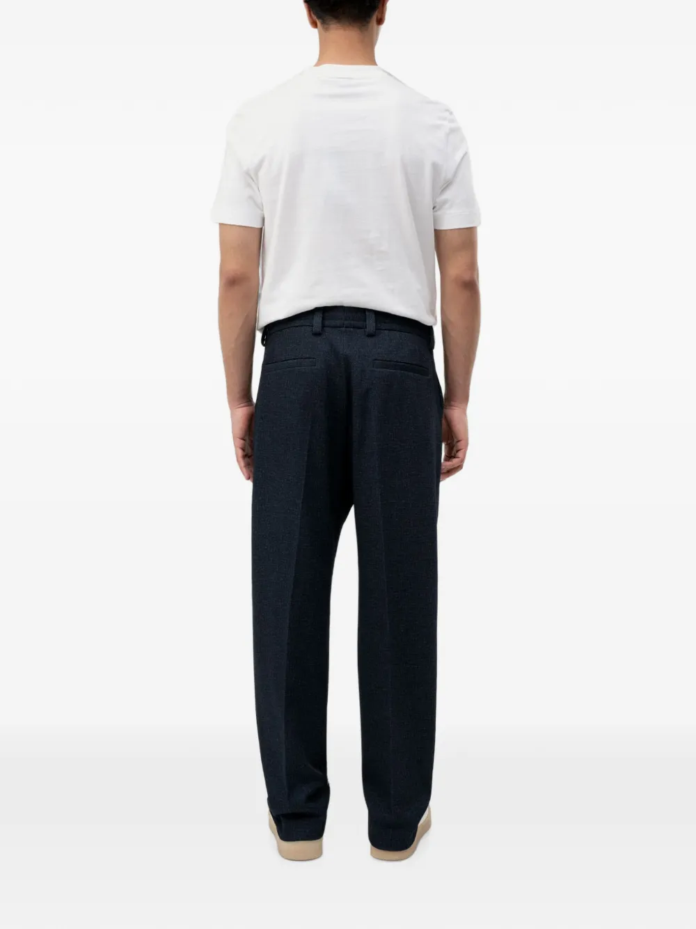 HUGO Teagan261X-H modern-fit broek van stretch stof met micro-print Blauw
