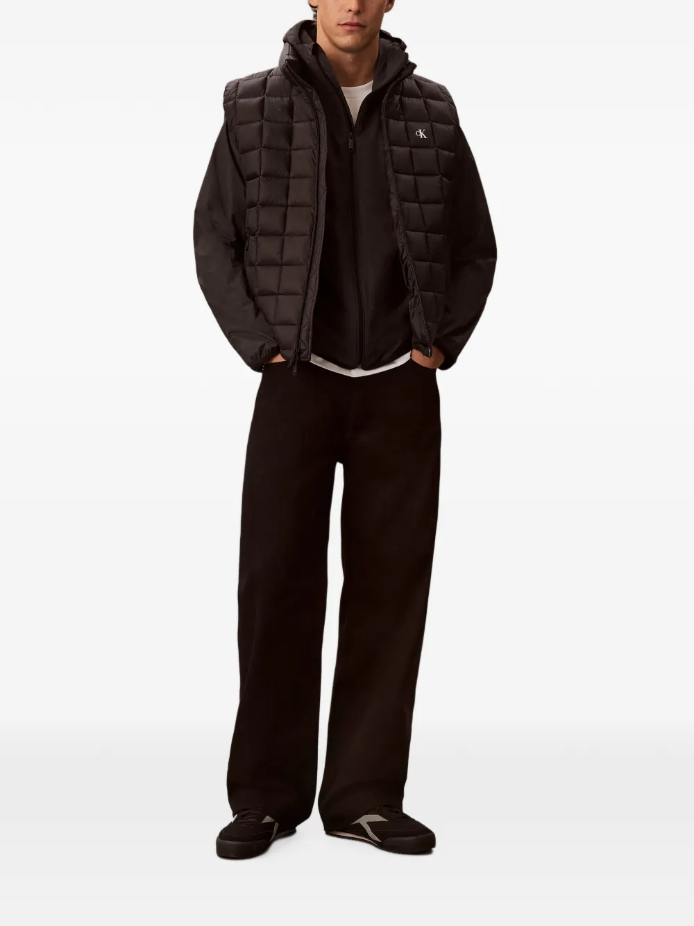 Calvin Klein Gewatteerde bodywarmer met logo Zwart