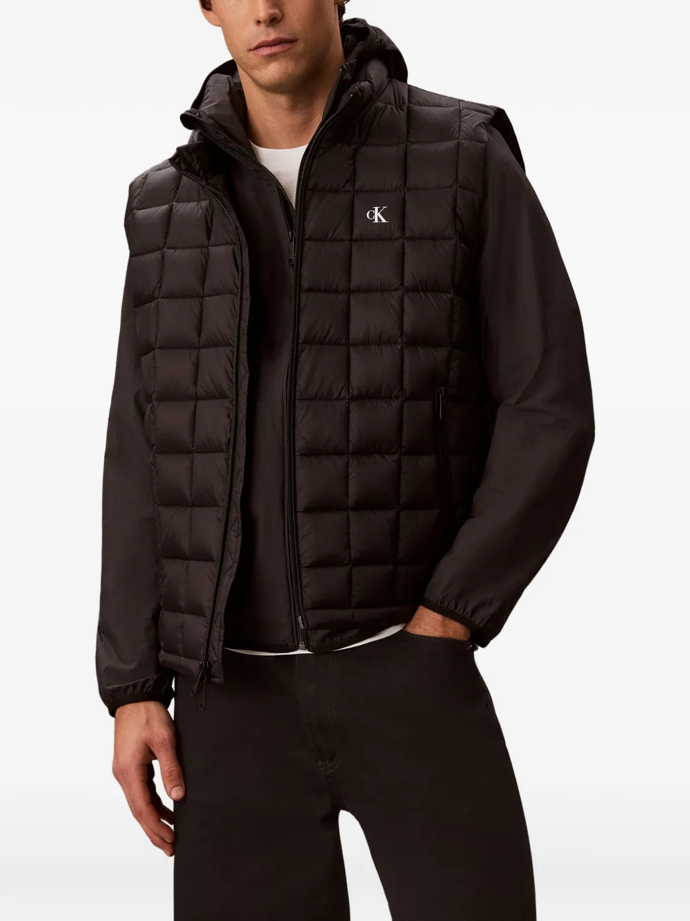 Calvin Klein Gewatteerde bodywarmer met logo Zwart
