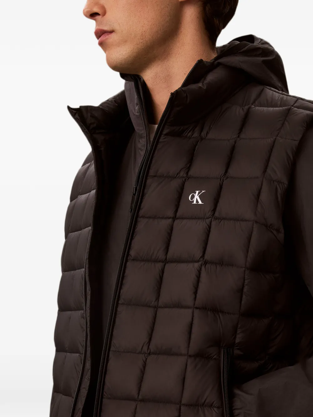 Calvin Klein Gewatteerde bodywarmer met logo Zwart