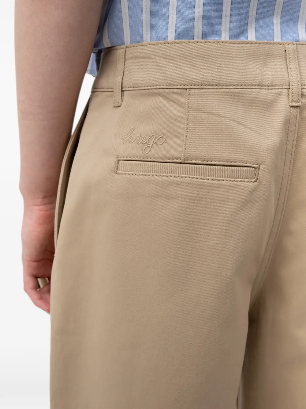 HUGO Hulisea low-waist katoenen broek met paracord riemdetail Beige