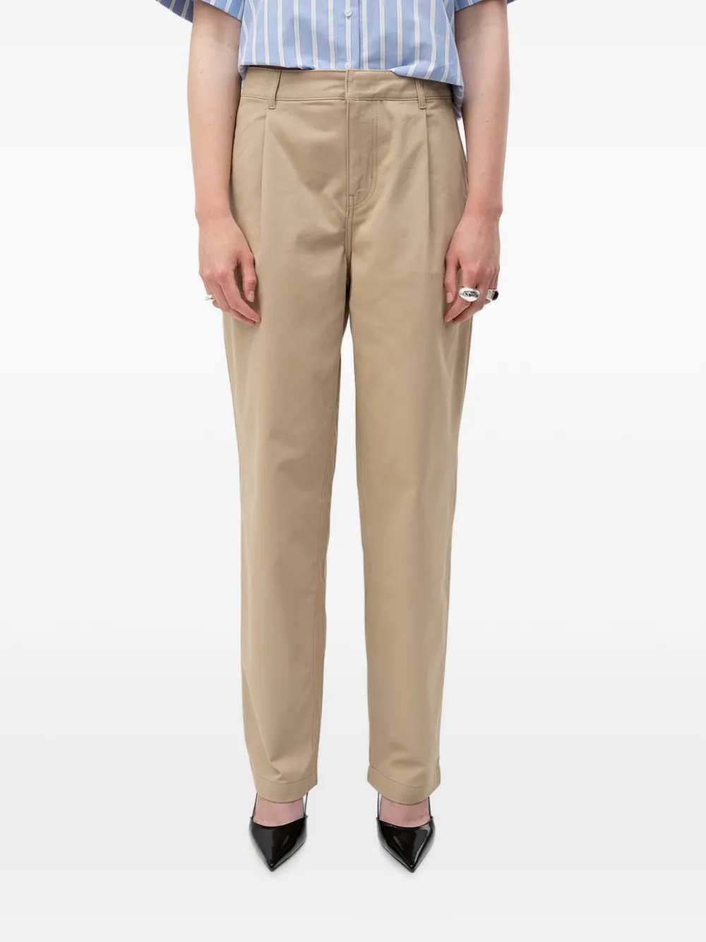 HUGO Hulisea low-waisted cotton trousers with paracord belt detail - Toni neutri