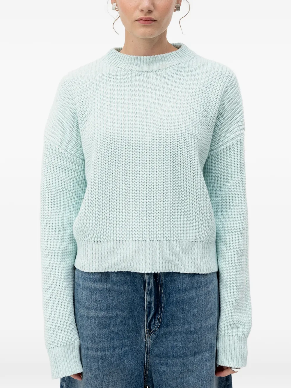 HUGO ribbed-knit drop-shoulder sweater - Blu
