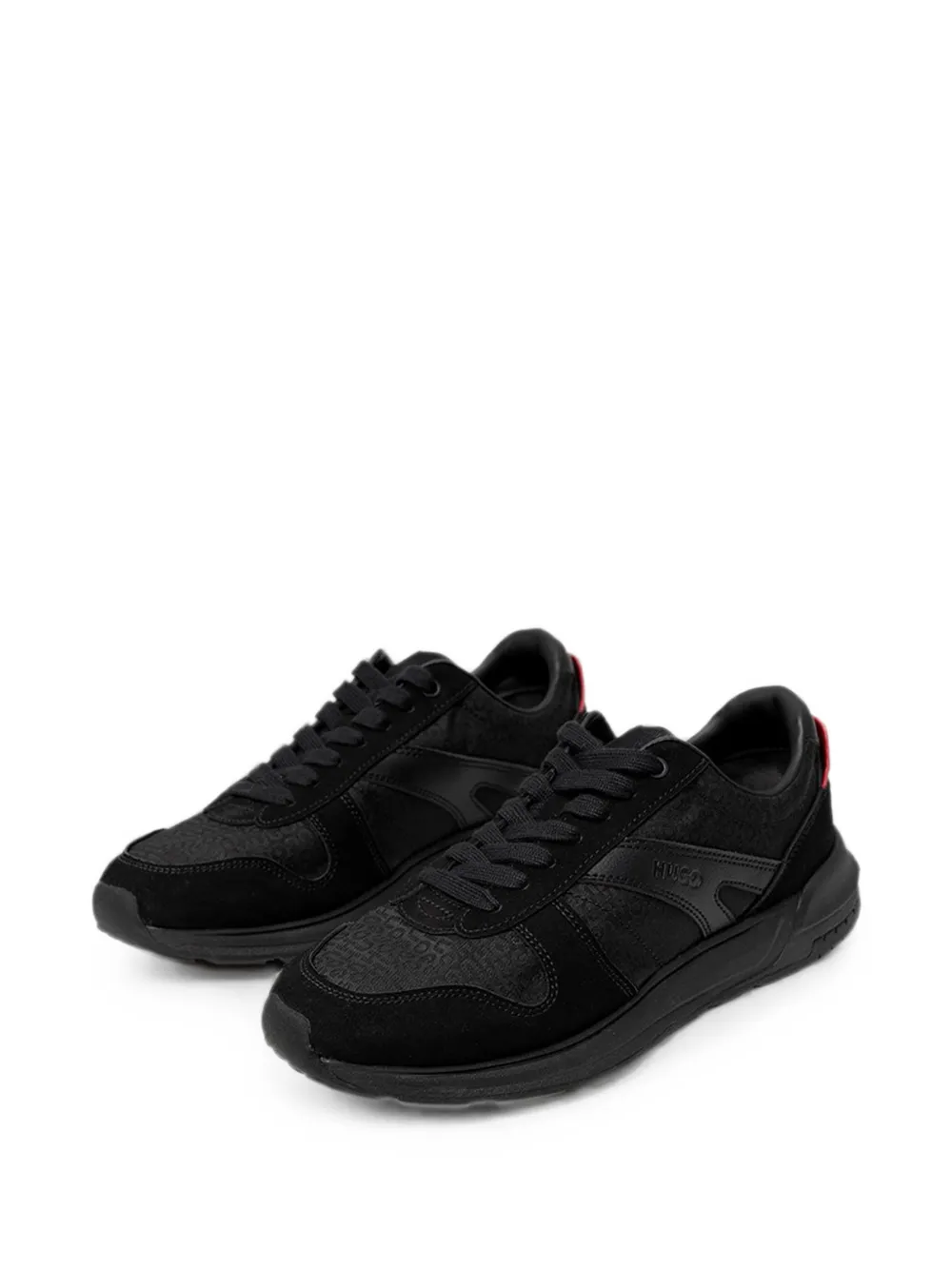 HUGO monogram-jacquard sneakers with faux-suede trim Zwart