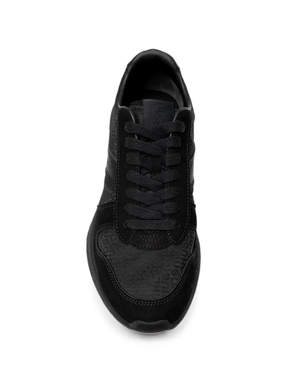 HUGO monogram-jacquard sneakers with faux-suede trim Zwart