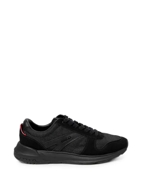 HUGO monogram-jacquard sneakers with faux-suede trim