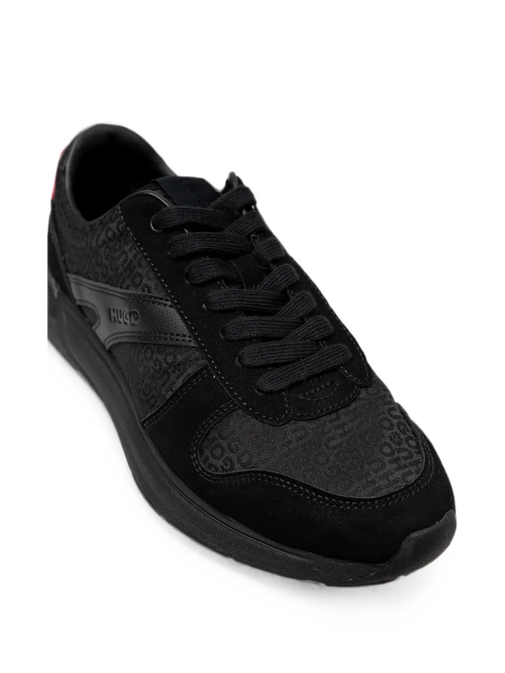 HUGO monogram-jacquard sneakers with faux-suede trim Zwart