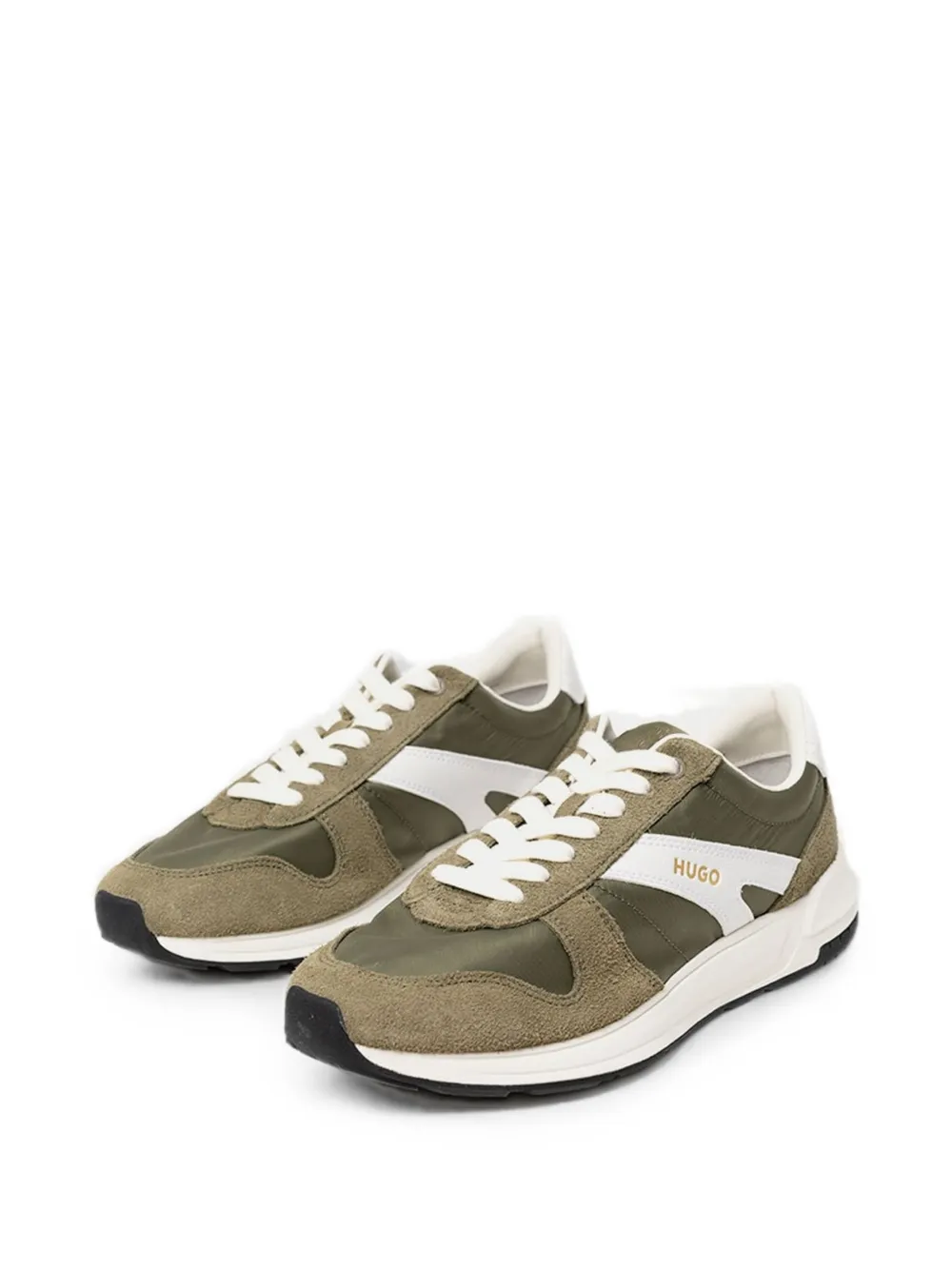 HUGO Nymf sneakers with suede trim and logo details Groen