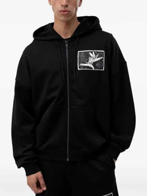 HUGO graphic-print zip-up hoodie