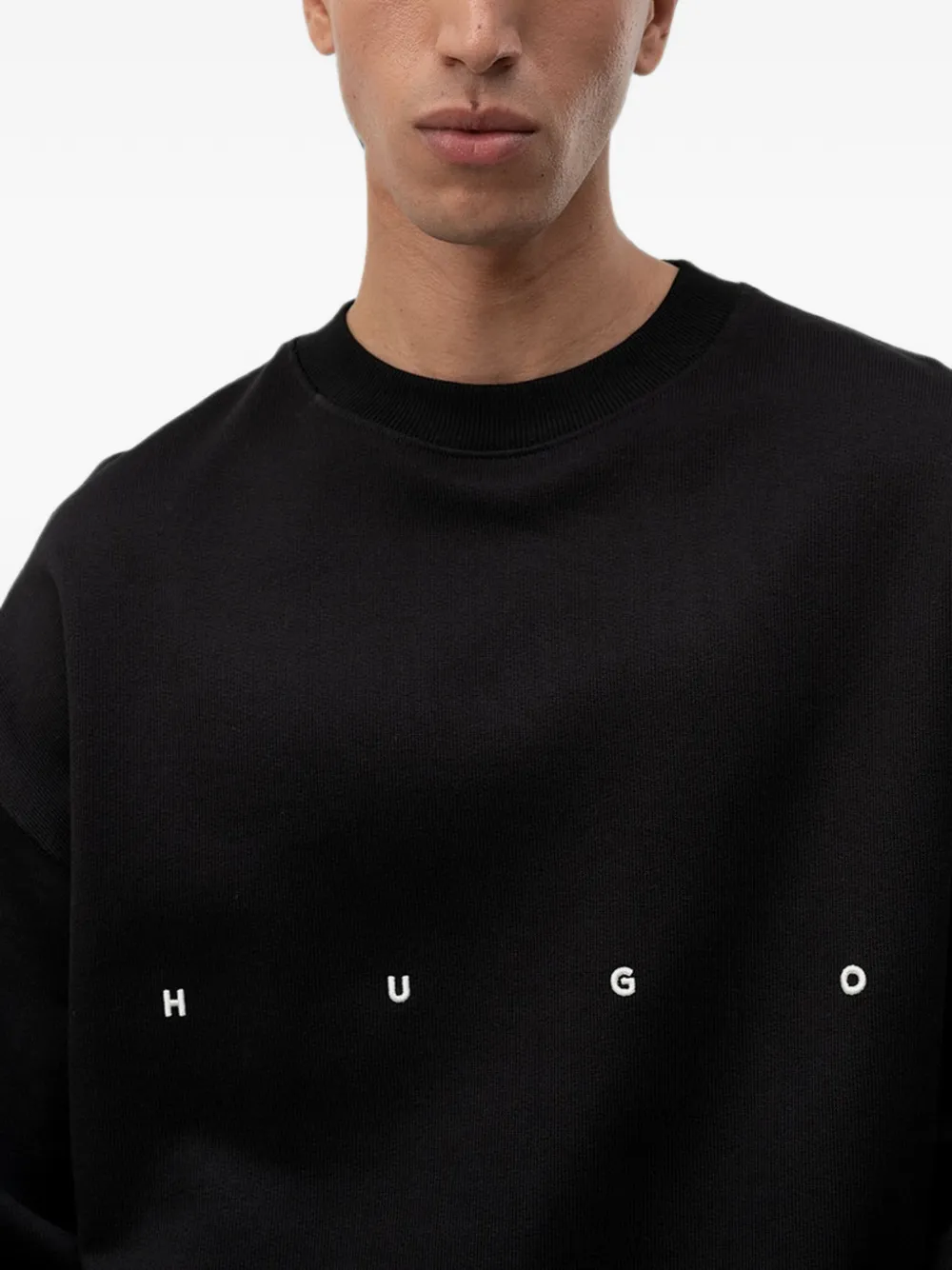 HUGO Sweater met grafische print en logoprint Zwart
