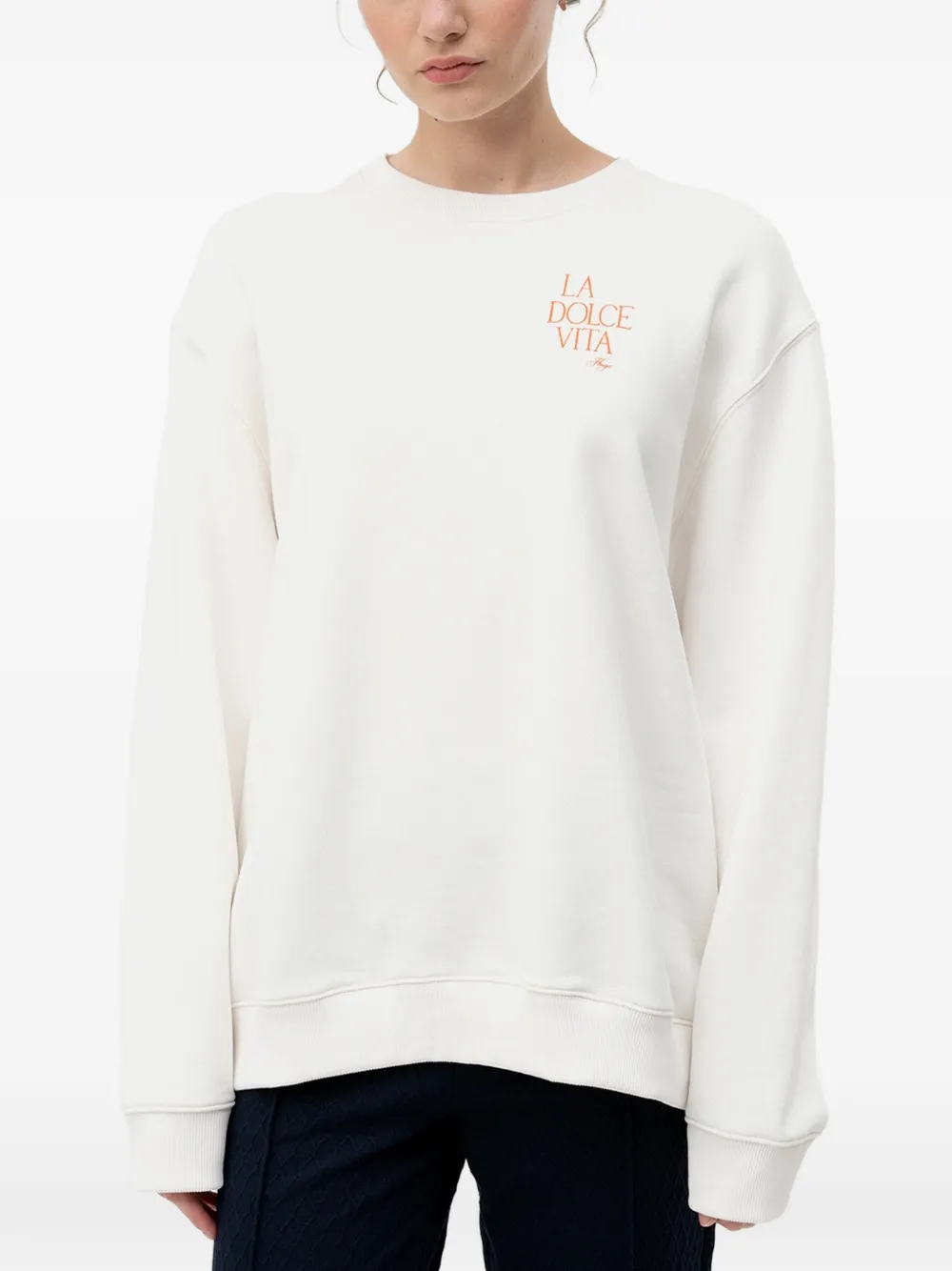 HUGO Sweatshirt mit Slogan - Weiß