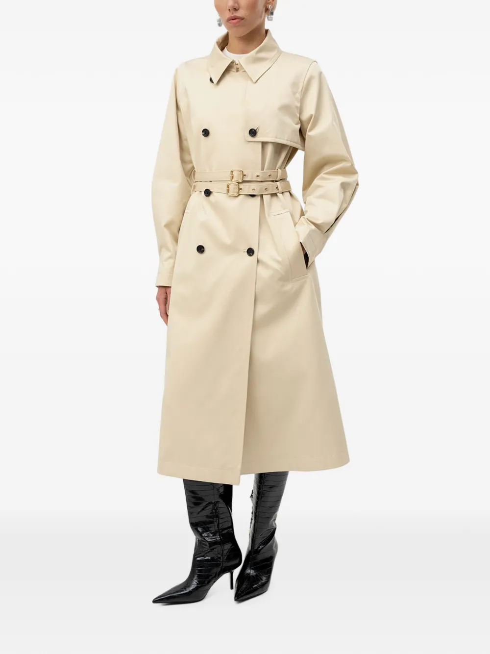 HUGO Mariane trenchcoat met dubbele rij knopen en ceintuur Beige