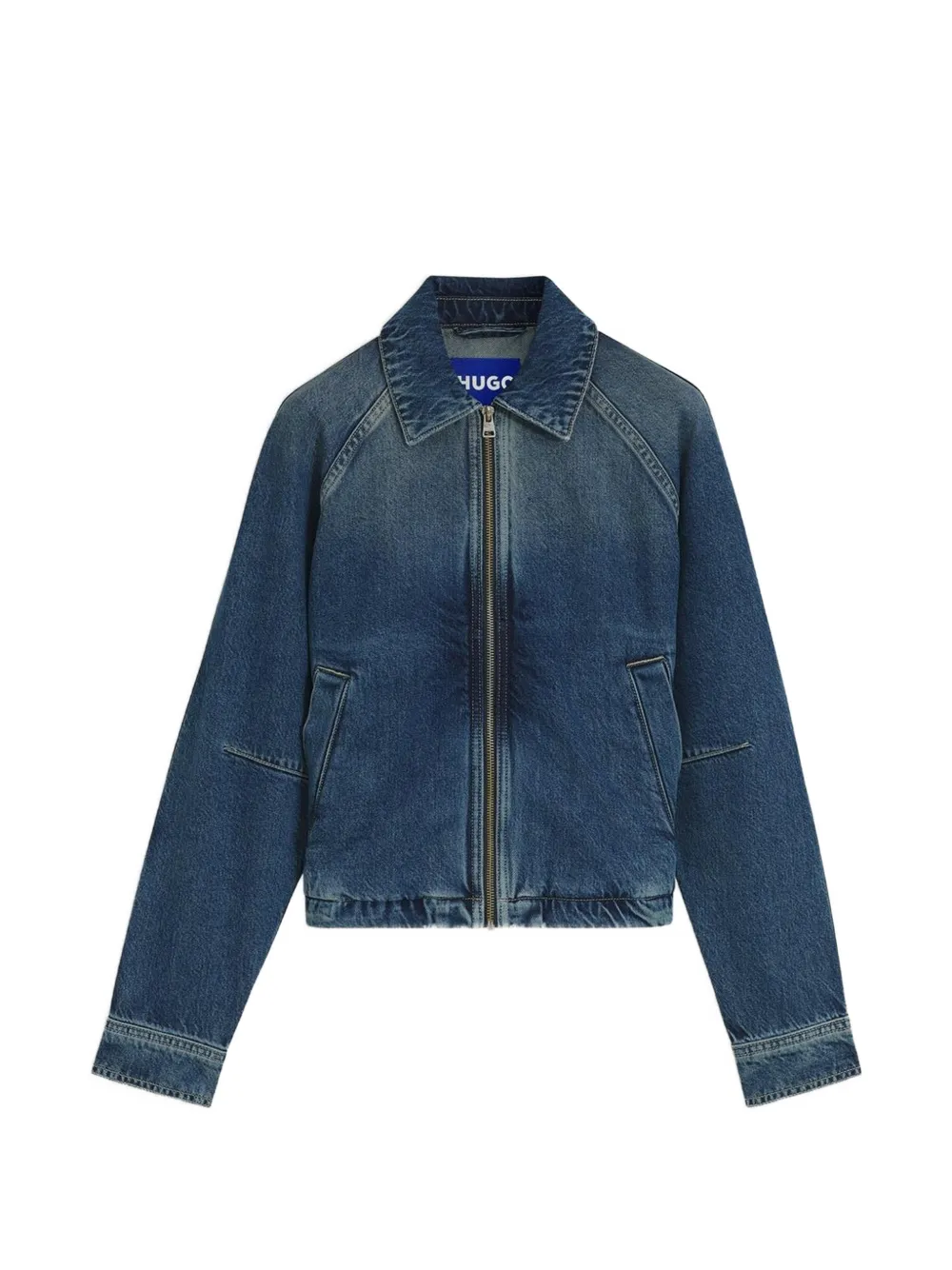HUGO Grady B zippered bomber jacket in denim - Blau