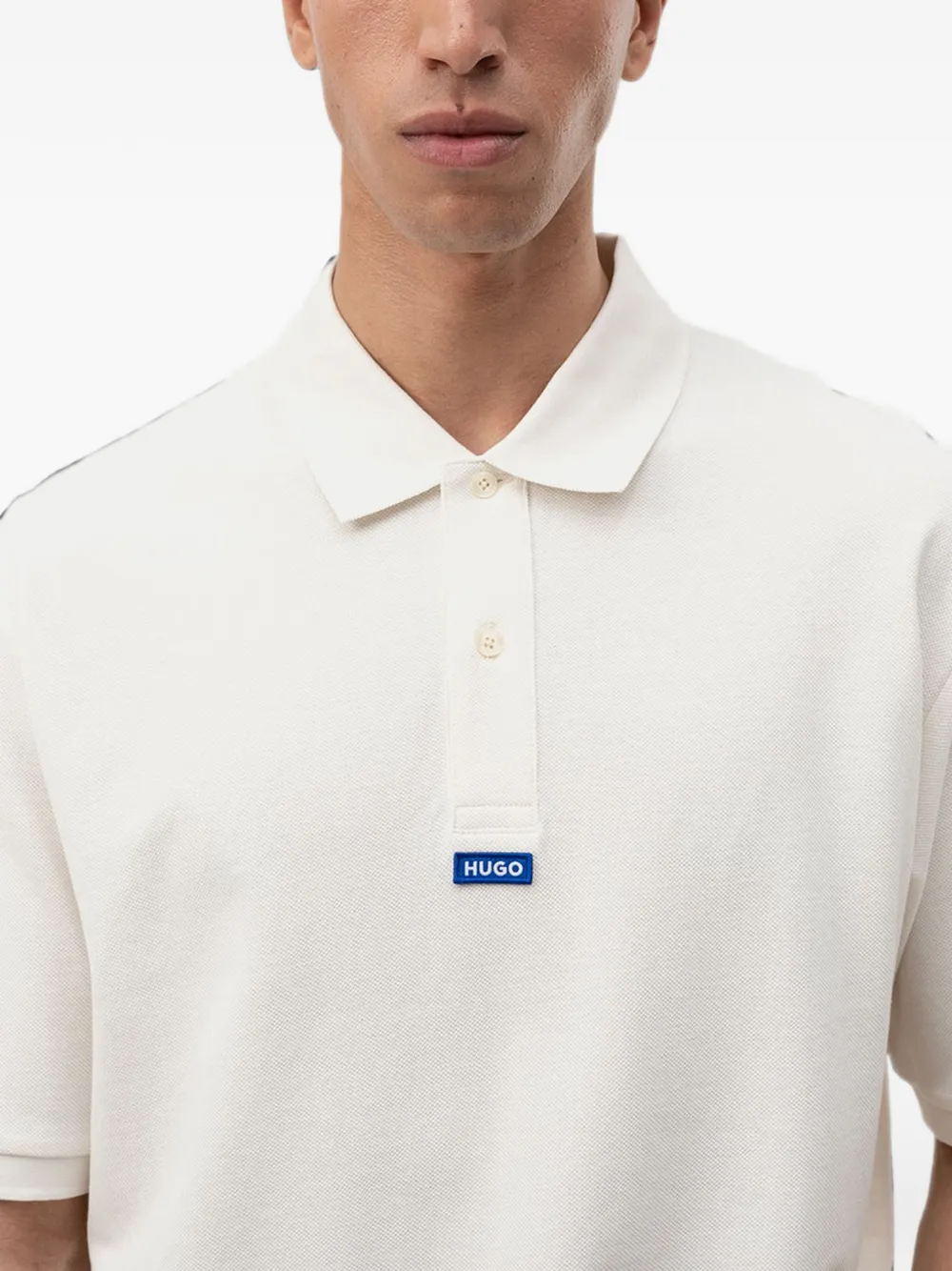 HUGO Nolitos katoenen-piqué poloshirt met logo-badge Wit