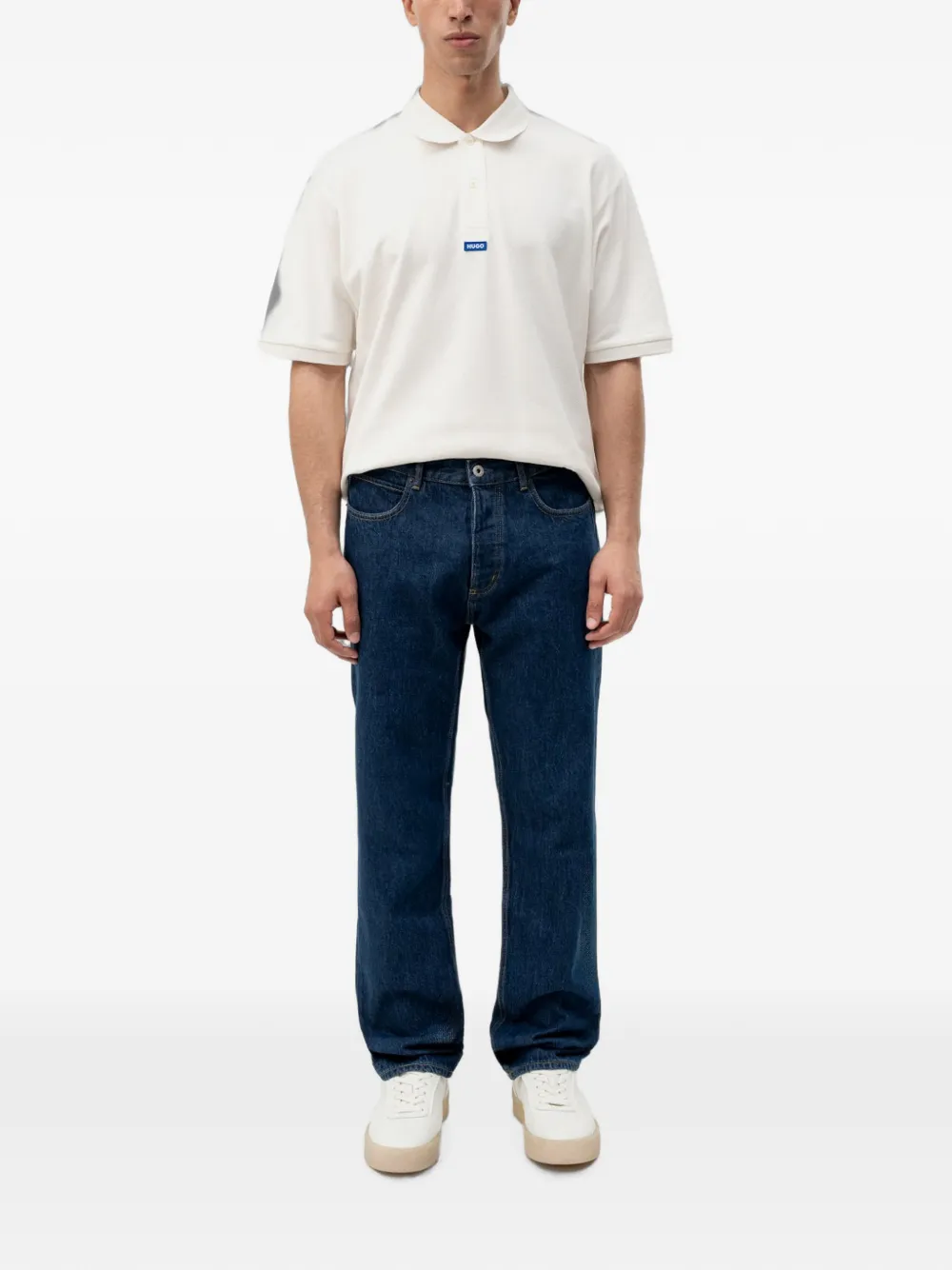 HUGO Nolitos katoenen-piqué poloshirt met logo-badge Wit
