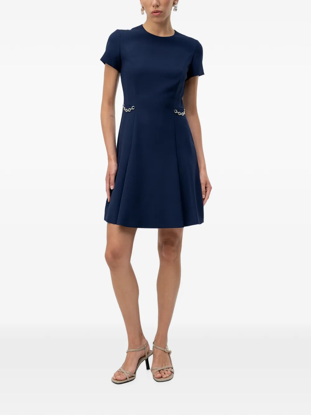 HUGO Mini-jurk met kettingdetail en korte mouwen Blauw
