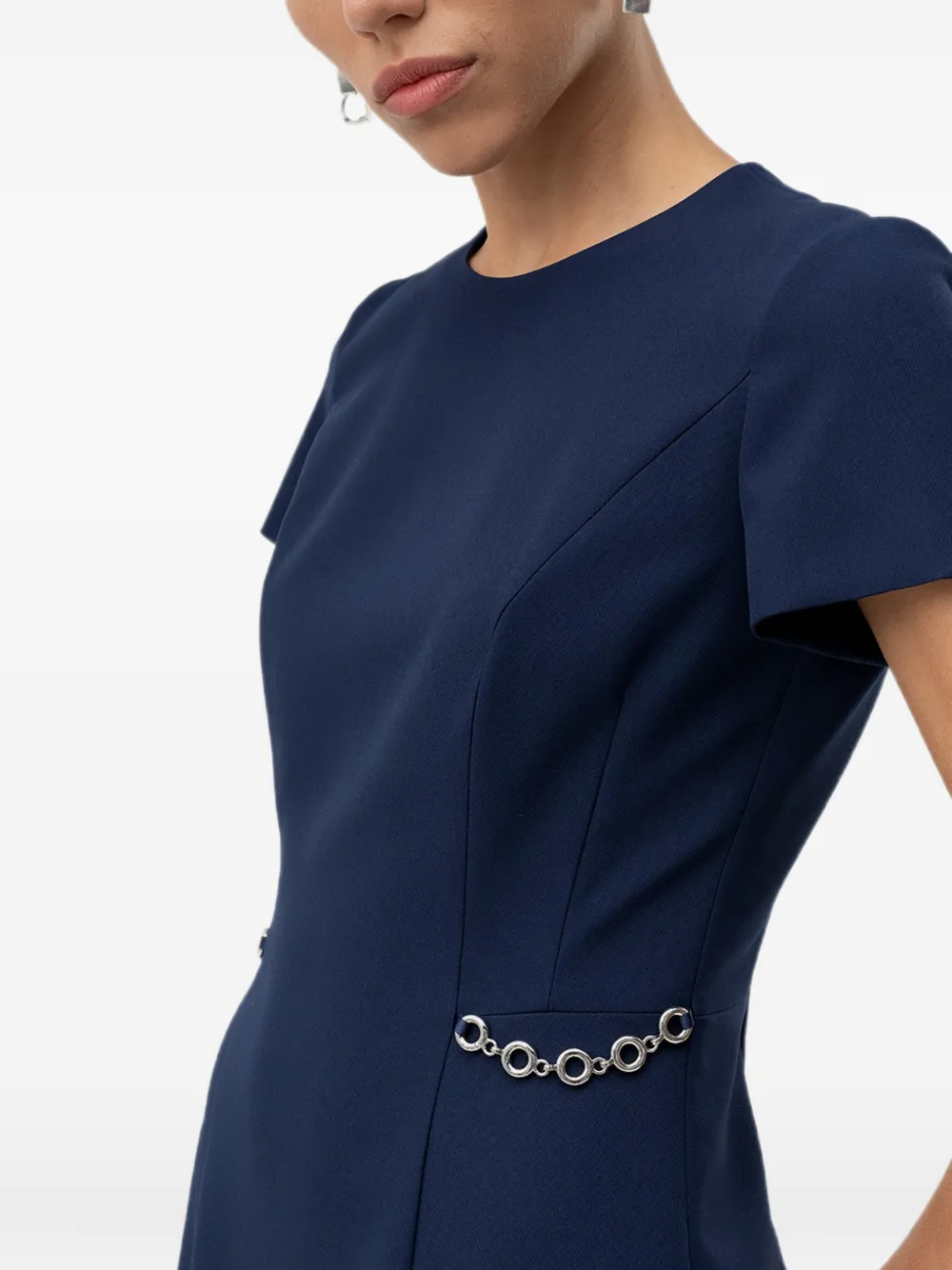 HUGO Mini-jurk met kettingdetail en korte mouwen Blauw