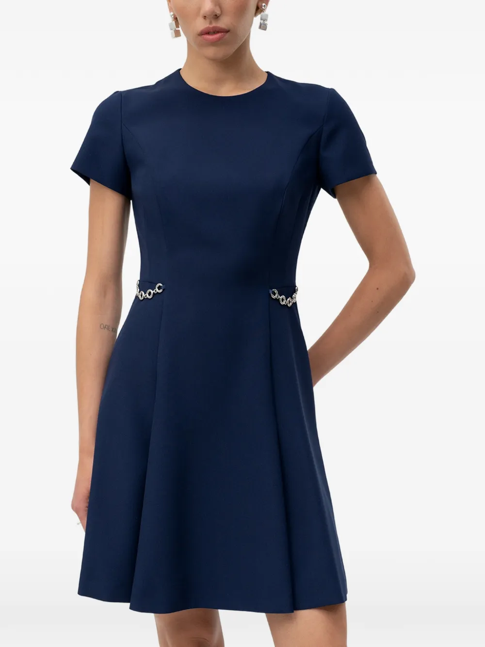 HUGO Mini-jurk met kettingdetail en korte mouwen Blauw