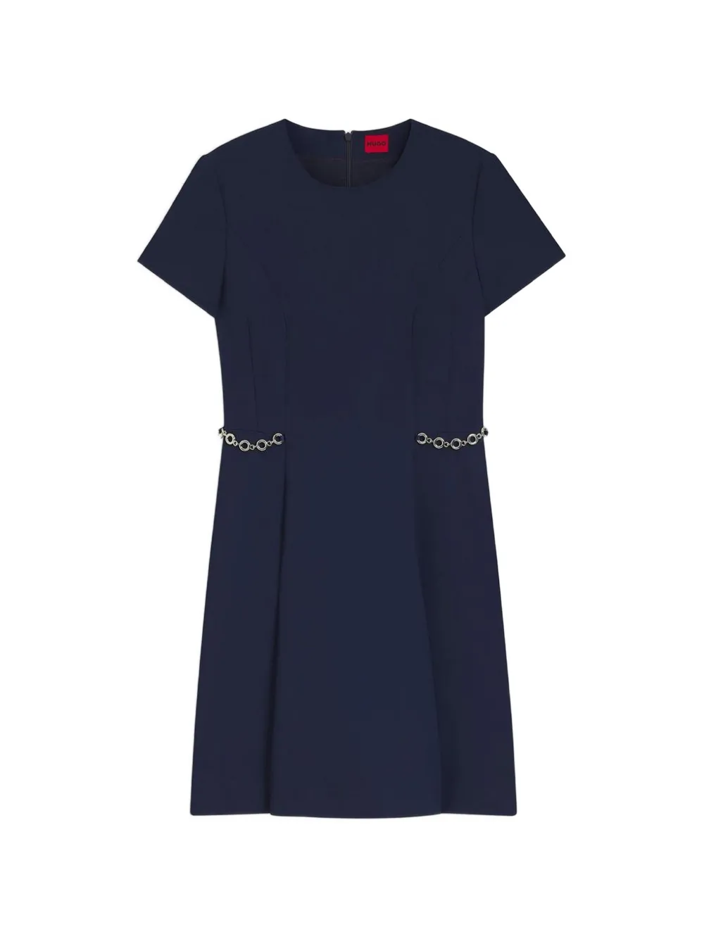 Hugo Boss Chain-detail Short-sleeve Mini Dress In Blue