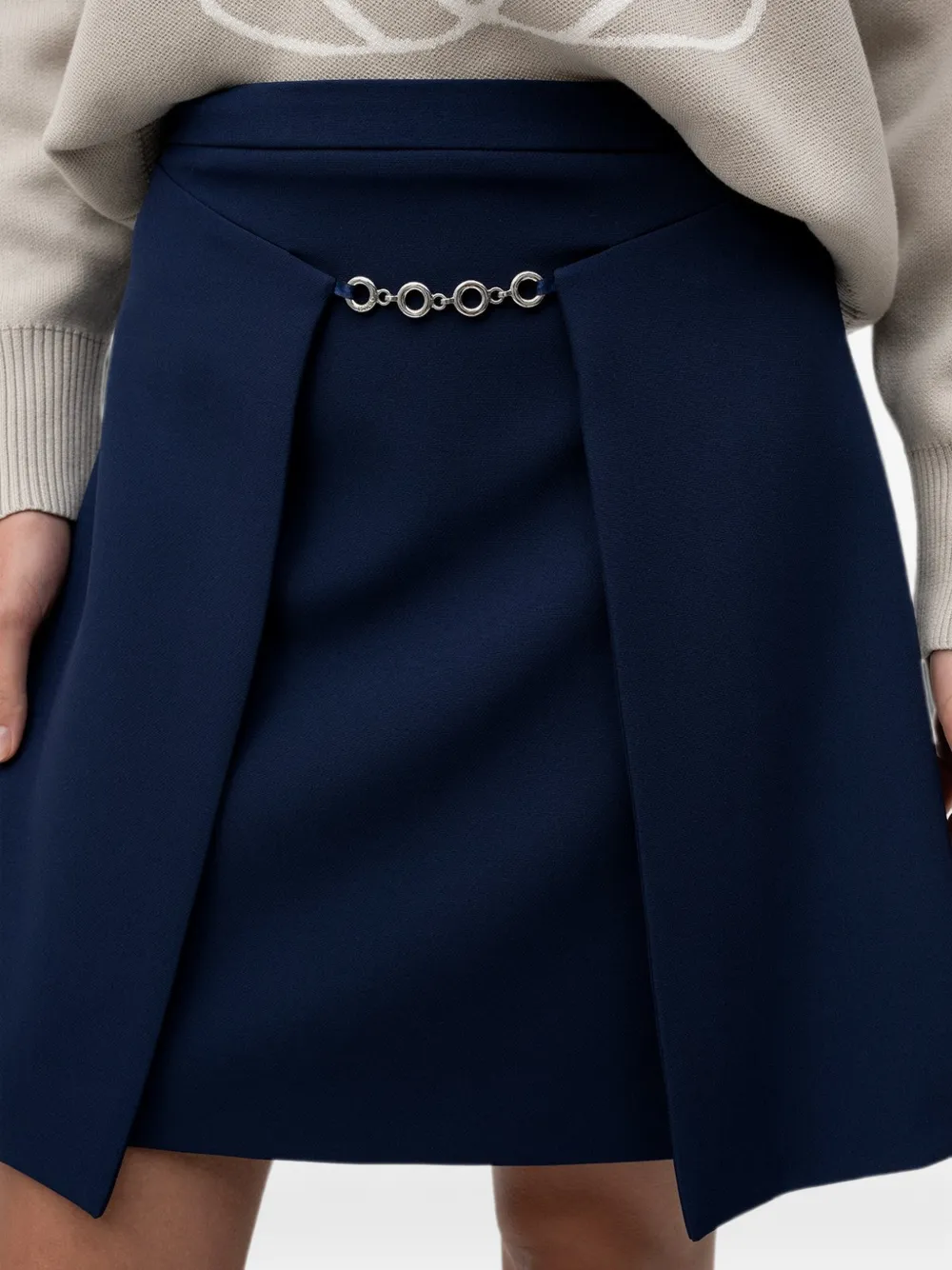 HUGO Mini-rok met plooien en ketting-detail Blauw