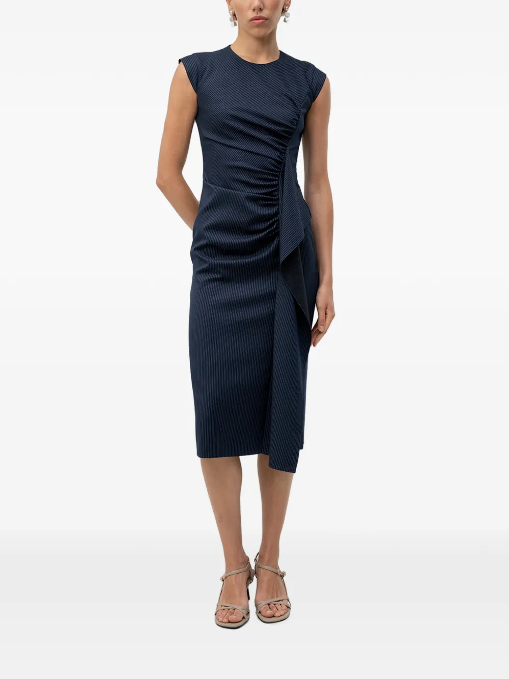 HUGO Midi-jurk met ruches Blauw