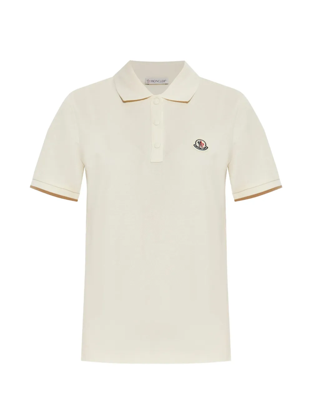 Moncler logo-patch polo shirt Beige