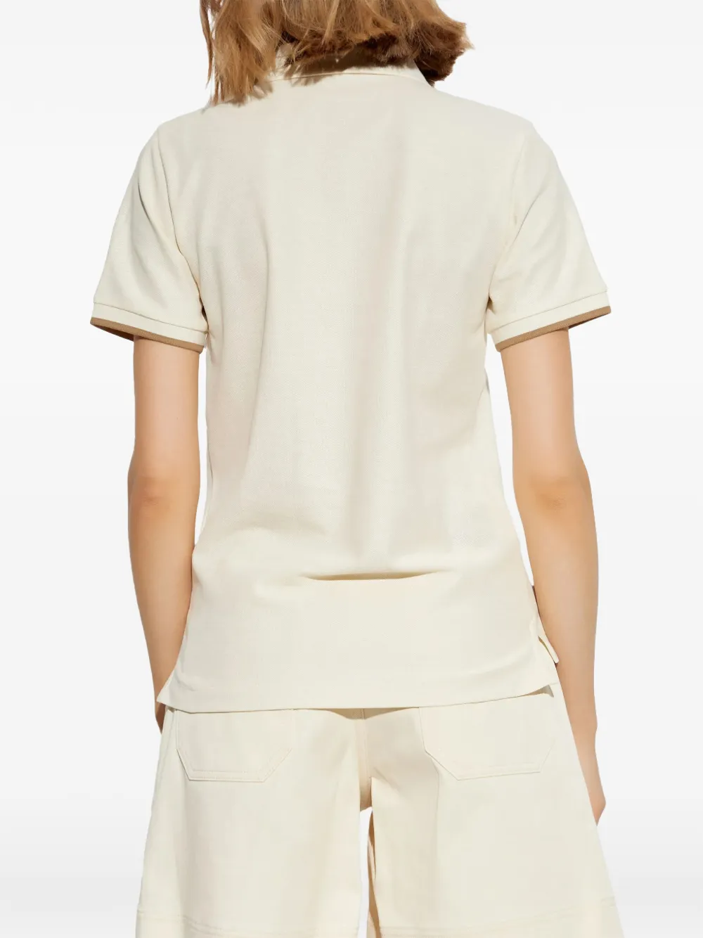 Moncler logo-patch polo shirt Beige
