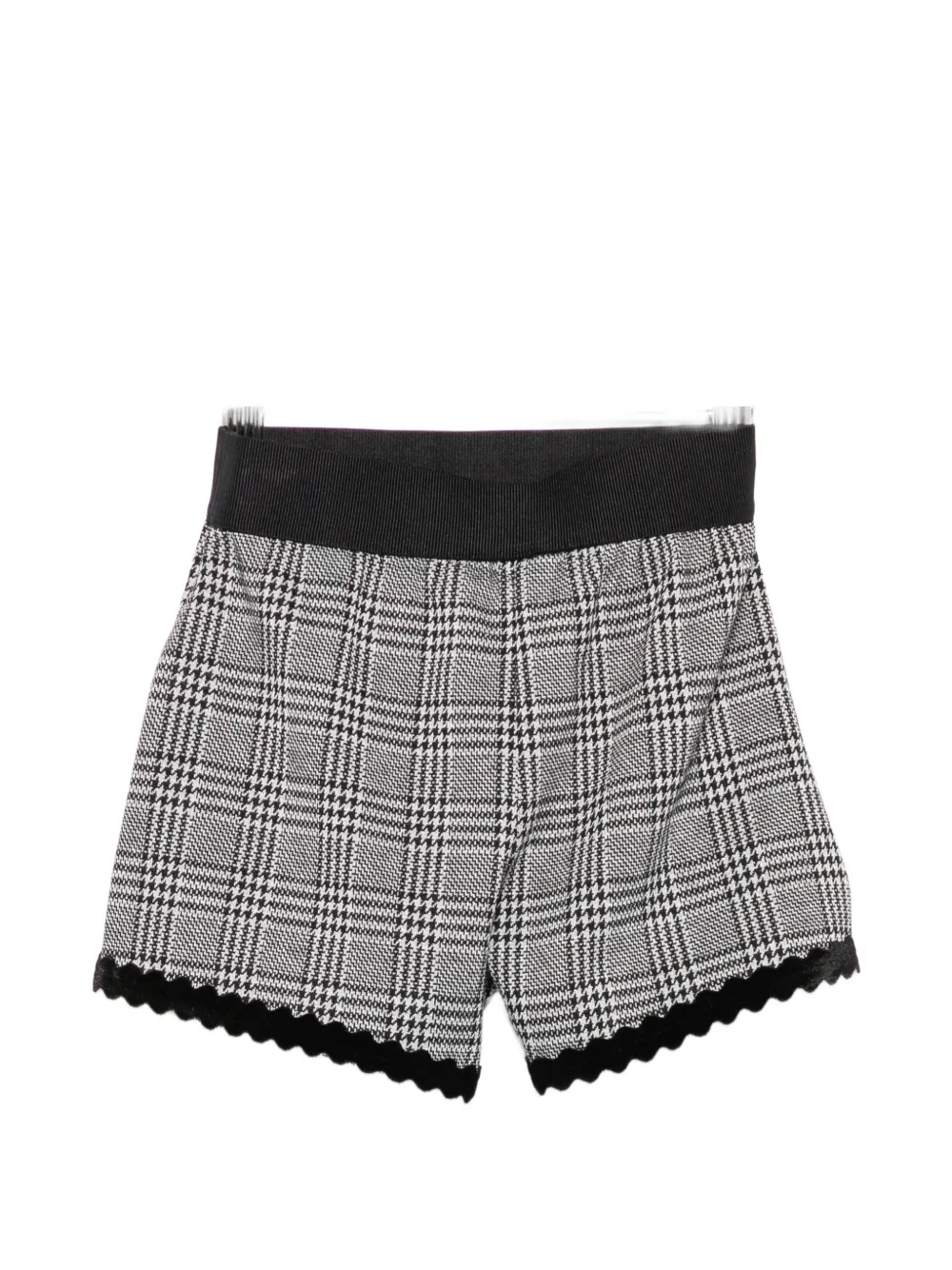 TWINSET Kids Prince of Wales check scalloped-trim shorts Grijs
