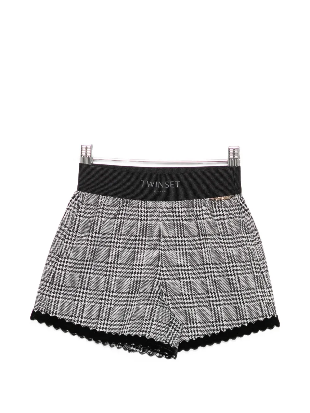 TWINSET Kids Prince of Wales check scalloped-trim shorts - Grigio
