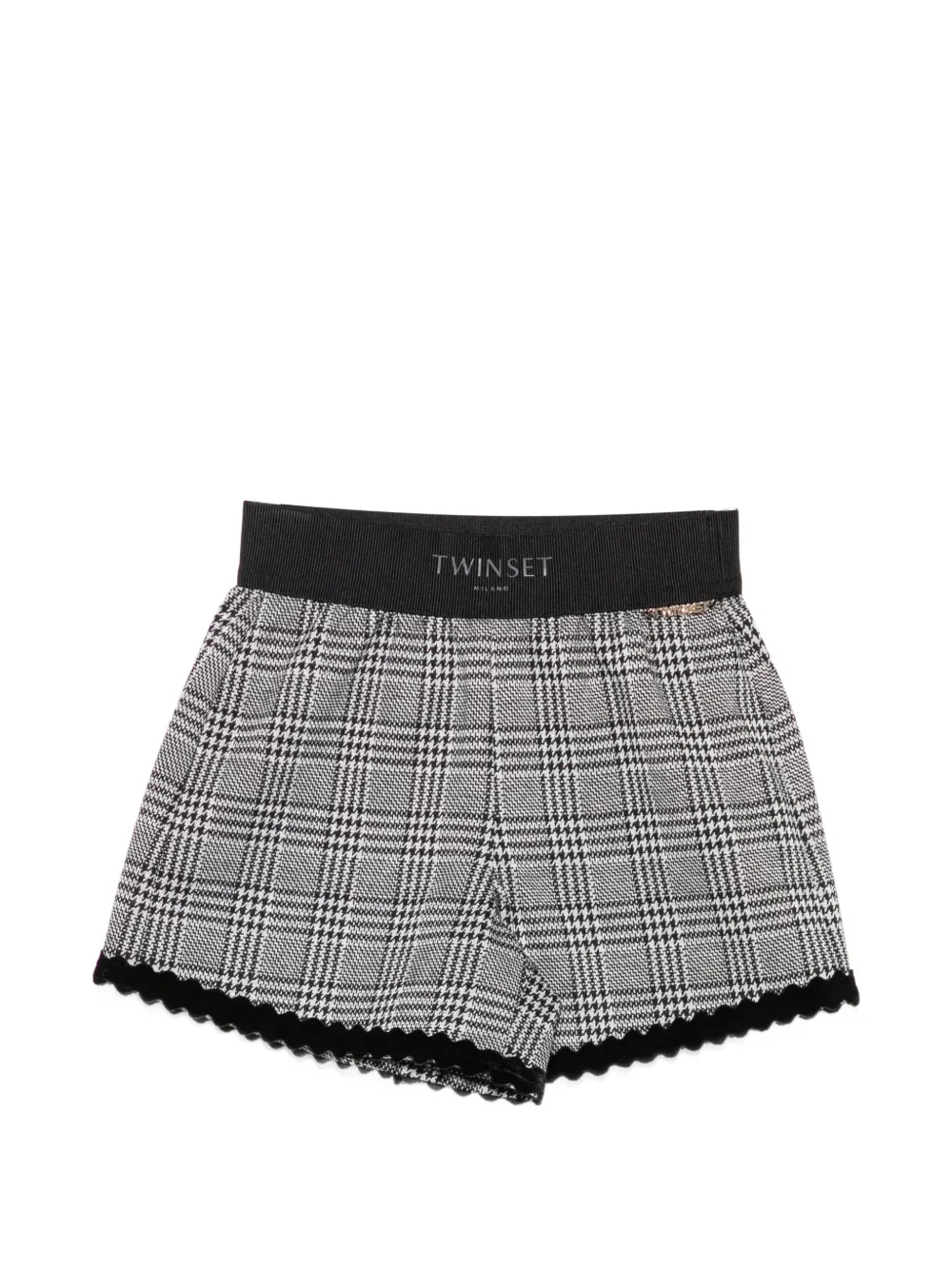 TWINSET Kids Prince of Wales check scalloped-trim shorts - Grigio
