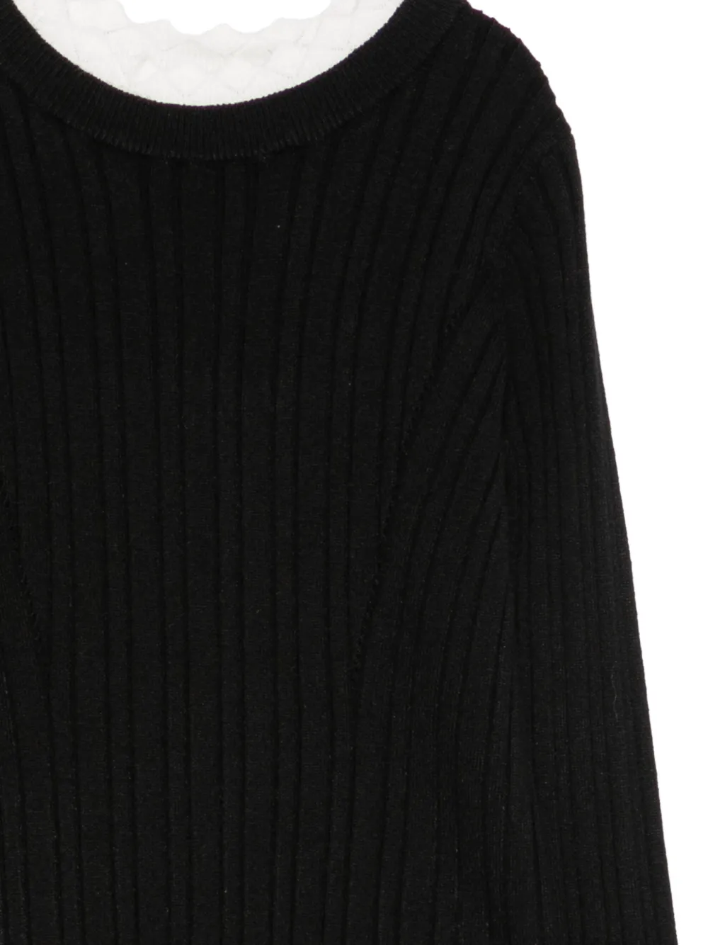 TWINSET Kids Ribgebreide trui met gewelfde afwerking Zwart