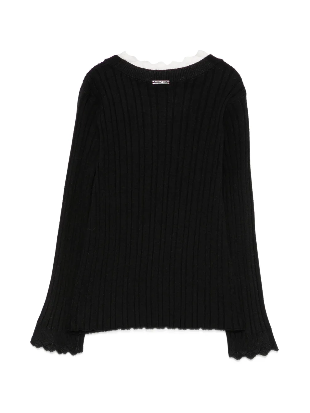 TWINSET Kids Ribgebreide trui met gewelfde afwerking Zwart