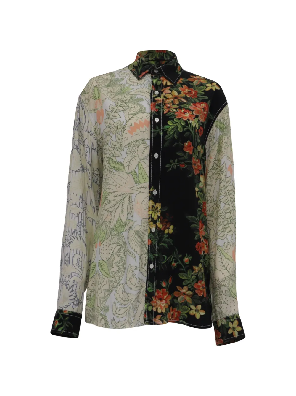 JW Anderson panelled floral-print shirt - Bianco