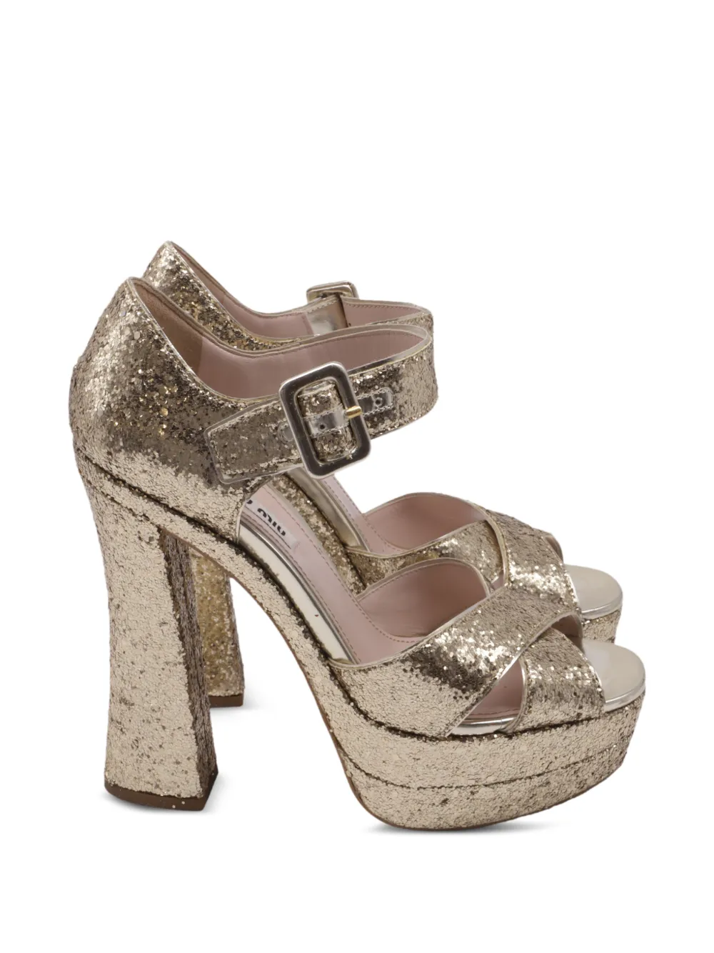 Miu Miu Pre-Owned Mary Jane cross-strap sandals - Gold