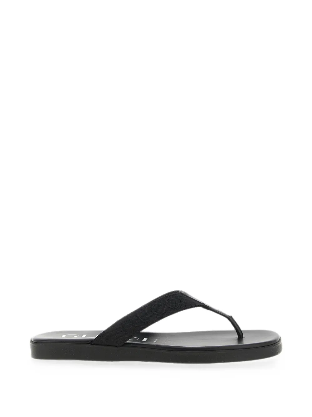 Gucci logo-jacquard leather-trim sandals - Black